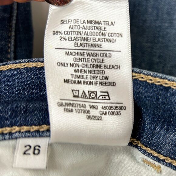 Hudson Noa Jeans Medium Blue Denim Raw Hem High Rise Straight Ankle Cotton 26 - Picture 12 of 12